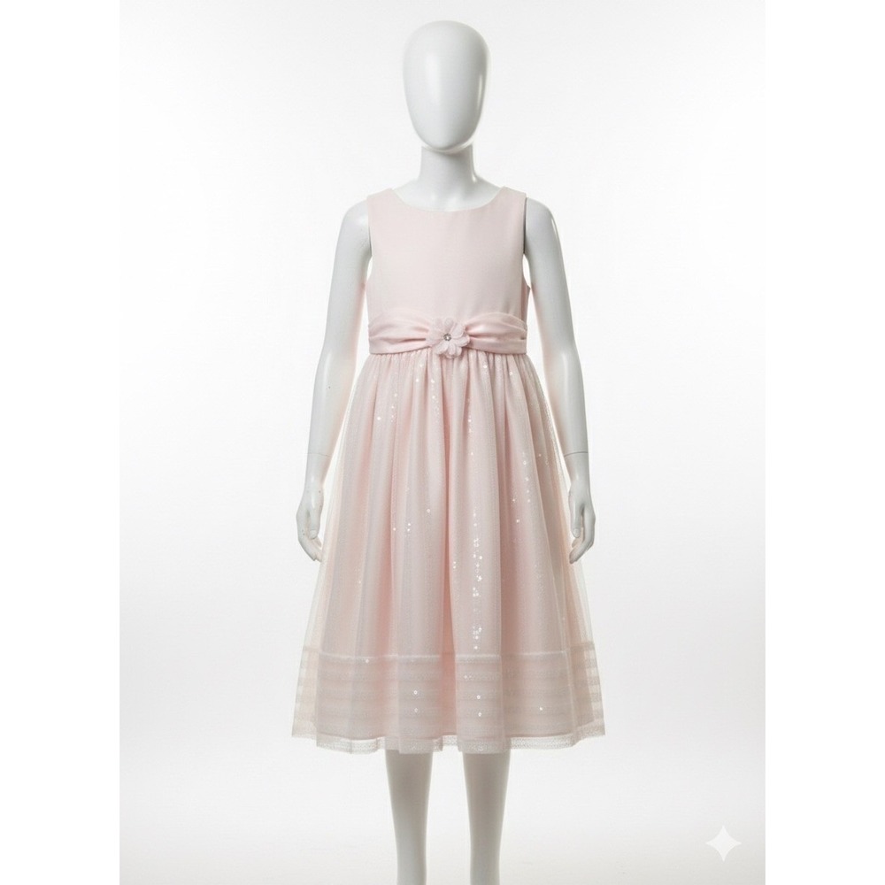 Cinderella Pink Flower Sequin Tulle Dress Girls Size 10 Formal - Picture 6 of 6